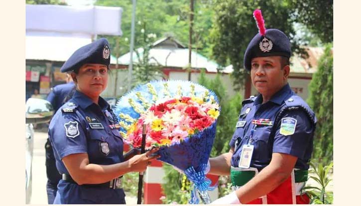 শ্রীবরদীতে থানা পরিদর্শনে নবাগত পুলিশ সুপার মোনালিসা বেগম