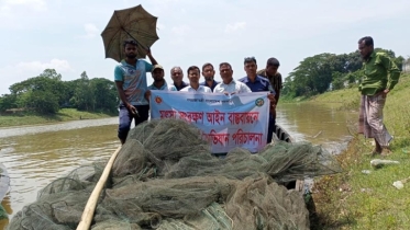 কলমাকান্দায় প্রায় দুই লাখ টাকার অবৈধ জাল জব্দ 