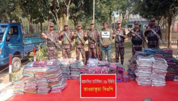 শেরপুর সীমান্তে পৌনে ১ কোটি টাকার শাড়িসহ যুবক আটক