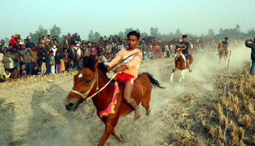 ফুলবাড়ীতে ঘোড় দৌড় দেখতে প্রায় ১০ হাজারো মানুষের ভিড়